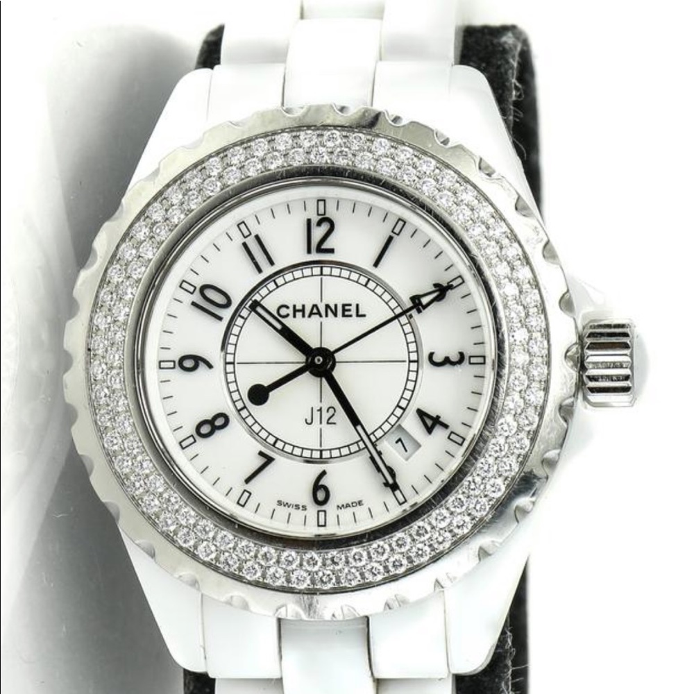 SOLD J12 Chanel Double Diamond Watch White Ceramic - Picture 1 of 8